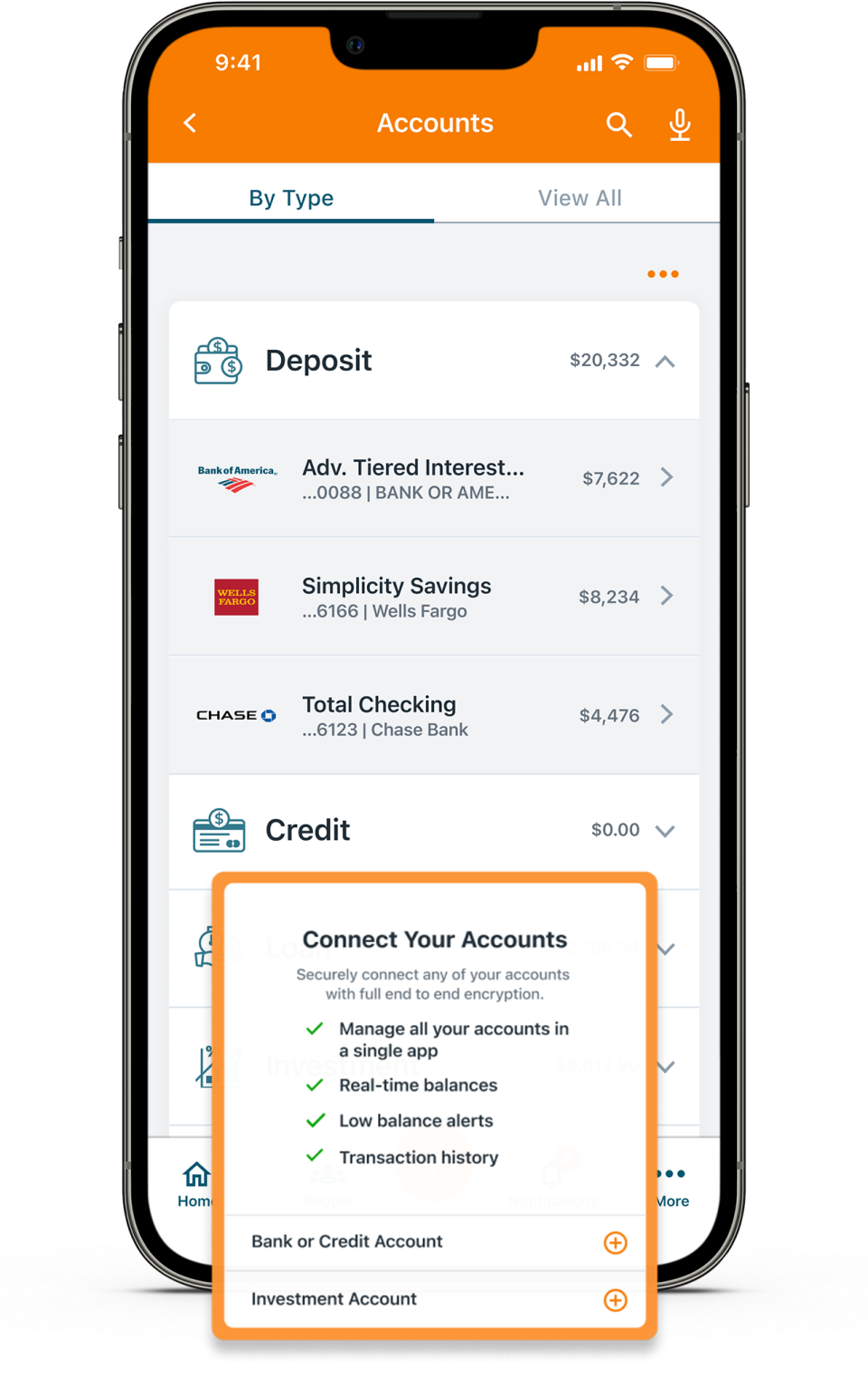 Collect'd - Screenshot of Connected Bank Accounts