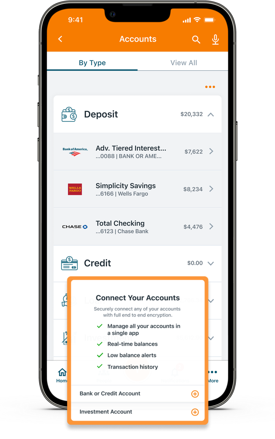 Collect’d – Screenshot of Connected Bank Accounts Collect'd - Screenshot of Connected Bank Accounts